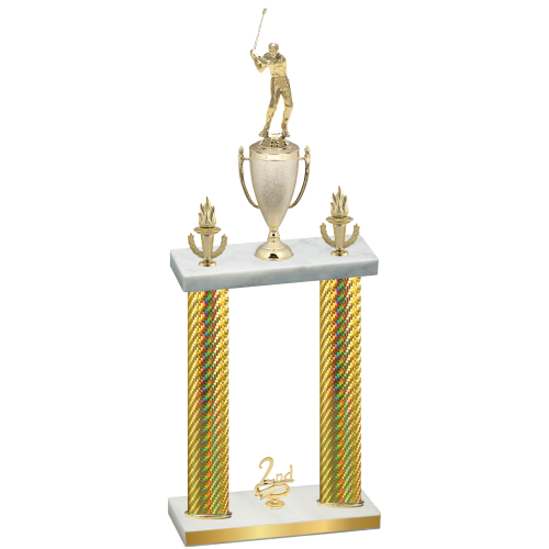 Double Gold Carbon Fiber Second Place Golf Trophy