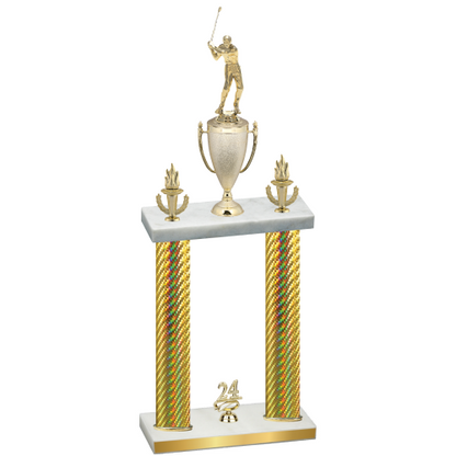 Double Gold Carbon Fiber Year Golf Trophy