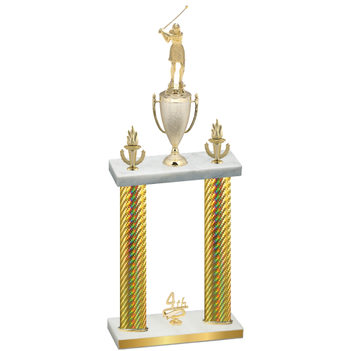 Double Gold Carbon Fiber Fourth Place Golf Trophy