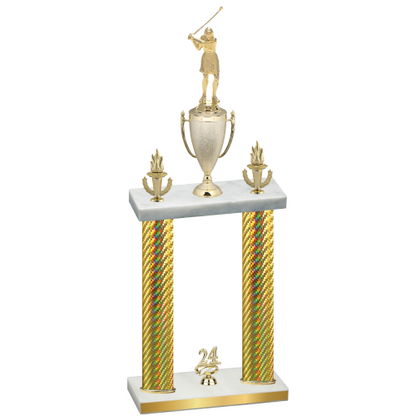 Double Gold Carbon Fiber Year Golf Trophy