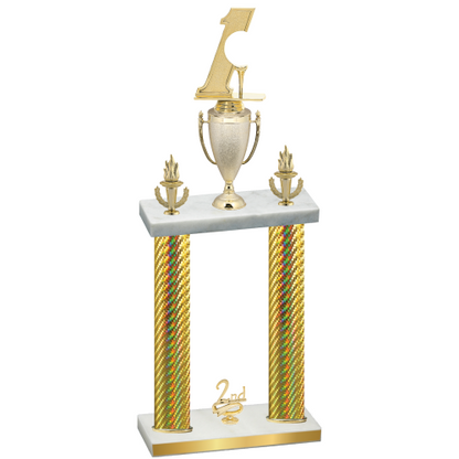 Double Gold Carbon Fiber Second Place Golf Trophy