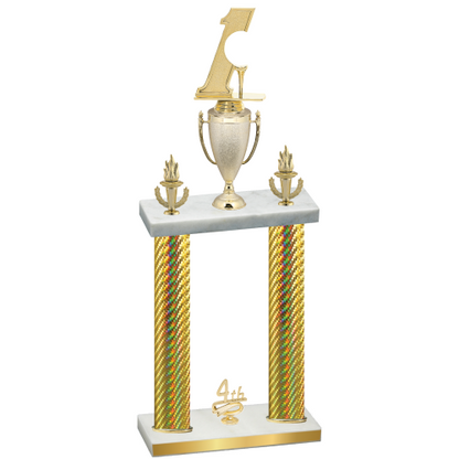 Double Gold Carbon Fiber Fourth Place Golf Trophy