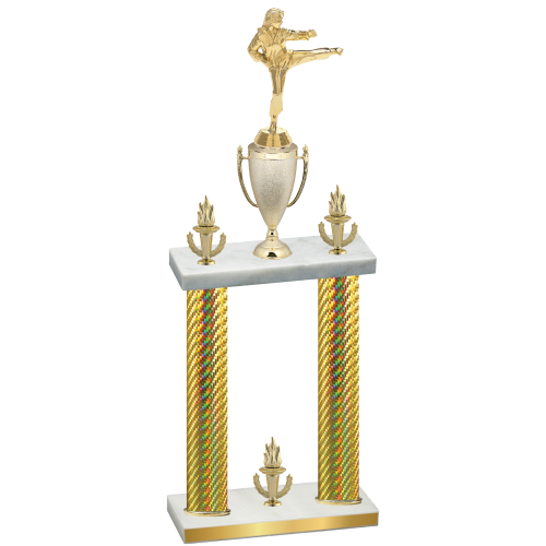 Double Gold Carbon Fiber Victory Karate Trophy