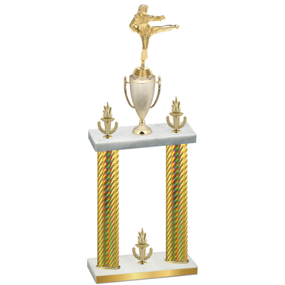 Double Gold Carbon Fiber Victory Karate Trophy