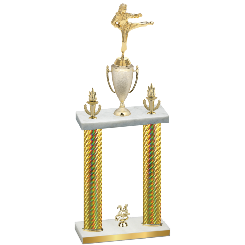 Double Gold Carbon Fiber Year Karate Trophy