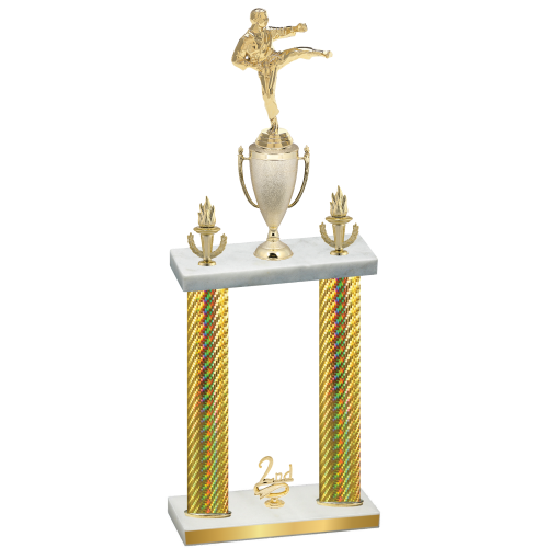 Double Gold Carbon Fiber Second Place Karate Trophy