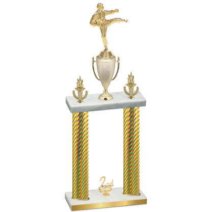 Double Gold Carbon Fiber Second Place Karate Trophy