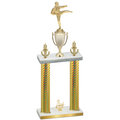 Double Gold Carbon Fiber Third Place Karate Trophy
