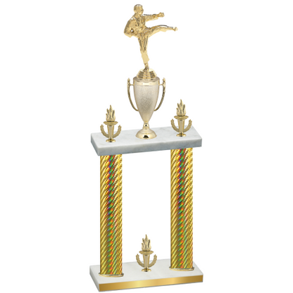 Double Gold Carbon Fiber Victory Karate Trophy