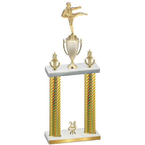 Double Gold Carbon Fiber Year Karate Trophy