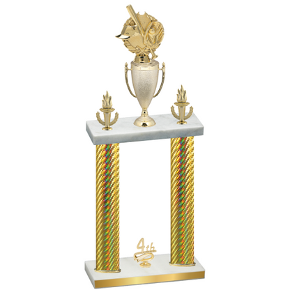 Double Gold Carbon Fiber Fourth Place Baseball Trophy