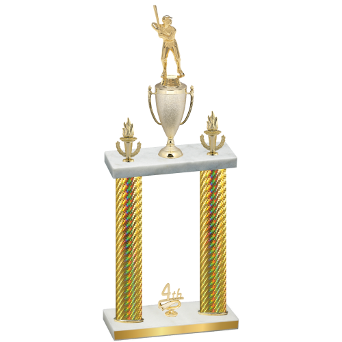 Double Gold Carbon Fiber Fourth Place Baseball Trophy