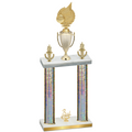 Double Silver Glacier Third Place Volleyball Trophy