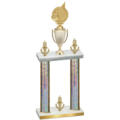 Double Silver Glacier Victory Volleyball Trophy
