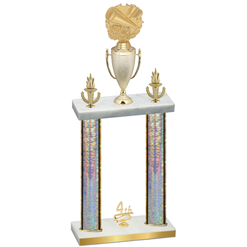 Double Silver Glacier Fourth Place Cheerleading Trophy