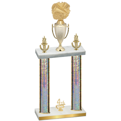 Double Silver Glacier Fourth Place Cheerleading Trophy
