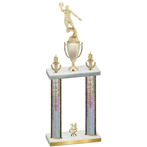 Double Silver Glacier Year Basketball Trophy