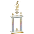 Double Silver Glacier Victory Flag Football Trophy