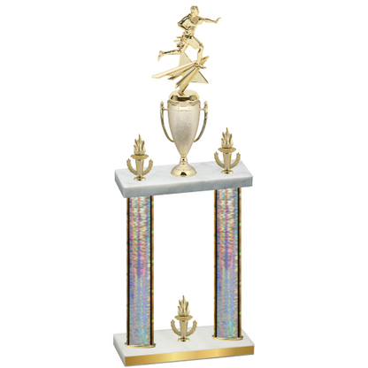 Double Silver Glacier Victory Flag Football Trophy