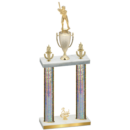 Double Silver Glacier Third Place Baseball Trophy