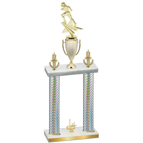 Double Silver Carbon Fiber First Place Football Trophy