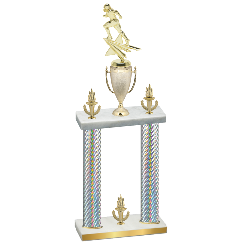 Double Silver Carbon Fiber Victory Football Trophy