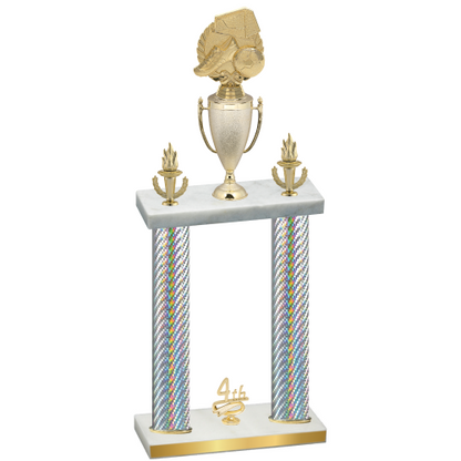 Double Silver Carbon Fiber Fourth Place Soccer Trophy
