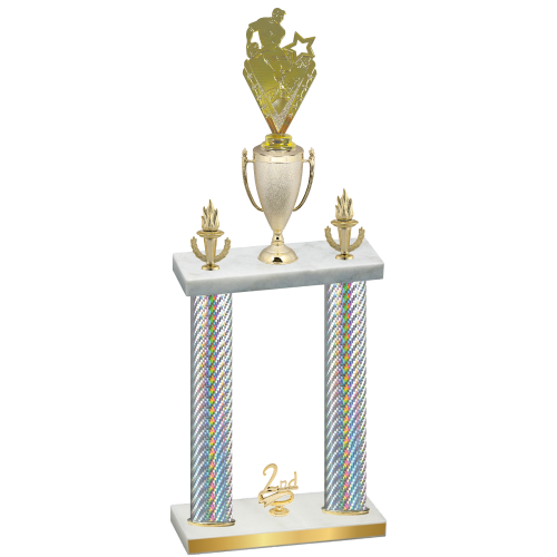Double Silver Carbon Fiber Second Place Rugby Trophy
