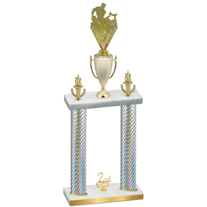 Double Silver Carbon Fiber Second Place Rugby Trophy