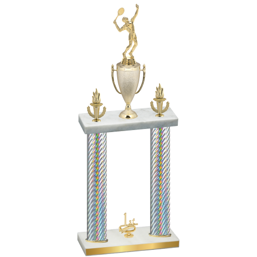 Double Silver Carbon Fiber First Place Tennis Trophy