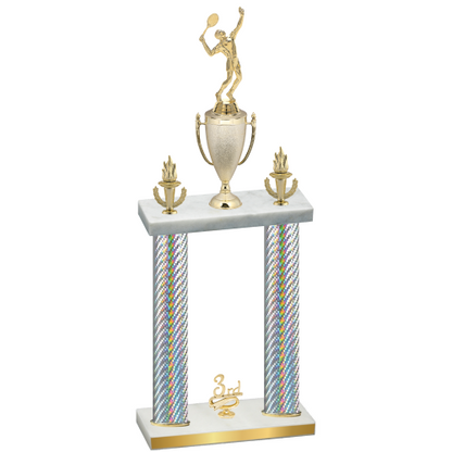 Double Silver Carbon Fiber Third Place Tennis Trophy