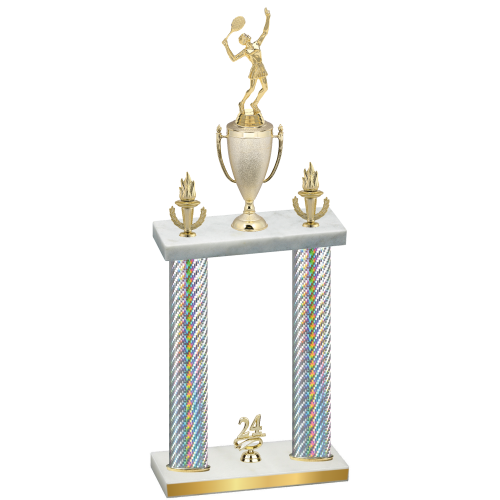 Double Silver Carbon Fiber Year Tennis Trophy