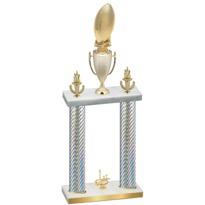 Double Silver Carbon Fiber First Place Football Trophy