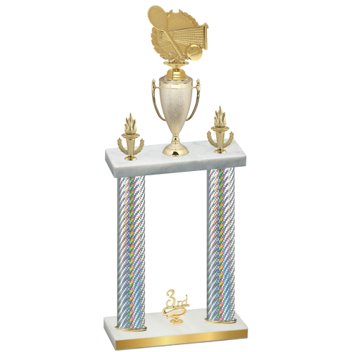 Double Silver Carbon Fiber Third Place Tennis Trophy
