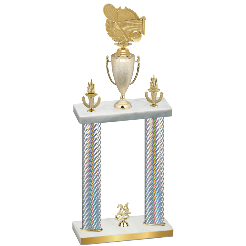 Double Silver Carbon Fiber Year Tennis Trophy