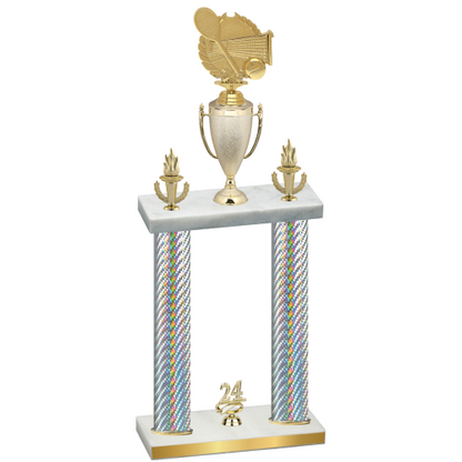Double Silver Carbon Fiber Year Tennis Trophy