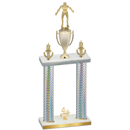 Double Silver Carbon Fiber Fourth Place Wrestling Trophy