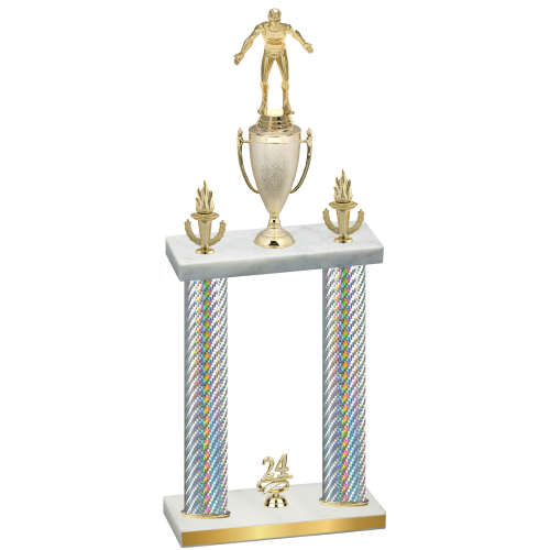 Double Silver Carbon Fiber Year Wrestling Trophy