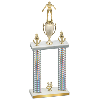 Double Silver Carbon Fiber Year Wrestling Trophy