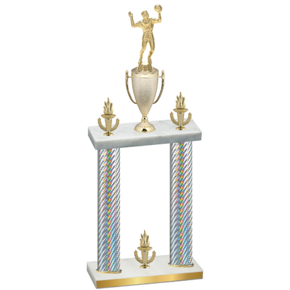 Double Silver Carbon Fiber Victory Volleyball Trophy