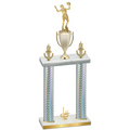 Double Silver Carbon Fiber First Place Volleyball Trophy