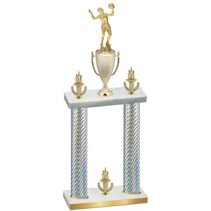 Double Silver Carbon Fiber Victory Volleyball Trophy