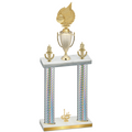 Double Silver Carbon Fiber First Place Volleyball Trophy