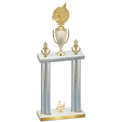 Double Silver Carbon Fiber Third Place Volleyball Trophy