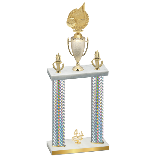 Double Silver Carbon Fiber Fourth Place Volleyball Trophy