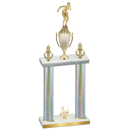 Double Silver Carbon Fiber Third Place Tennis Trophy