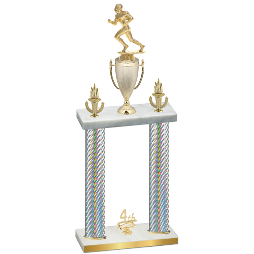 Double Silver Carbon Fiber Fourth Place Football Trophy