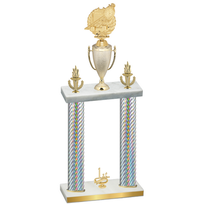 Double Silver Carbon Fiber First Place Swimming Trophy
