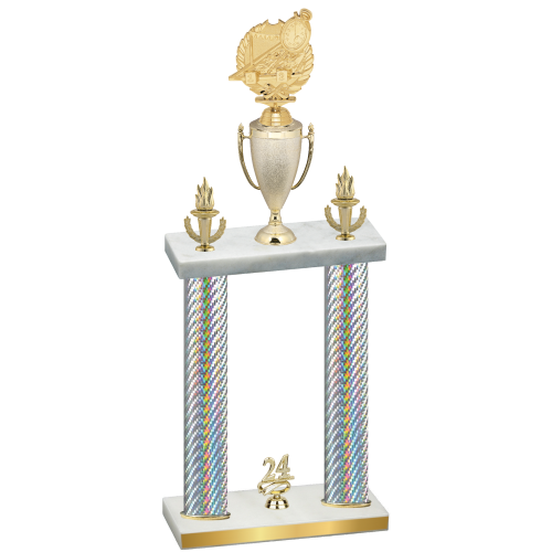 Double Silver Carbon Fiber Year Swimming Trophy