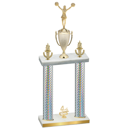 Double Silver Carbon Fiber Fourth Place Cheerleading Trophy